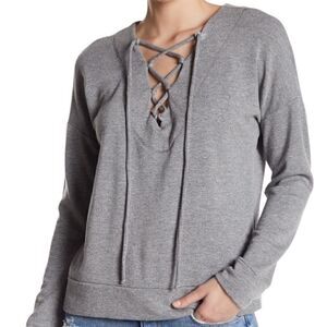 NEW REVOLVE Stateside Lace-Up Dark Grey Sweatshirt Size M / Medium